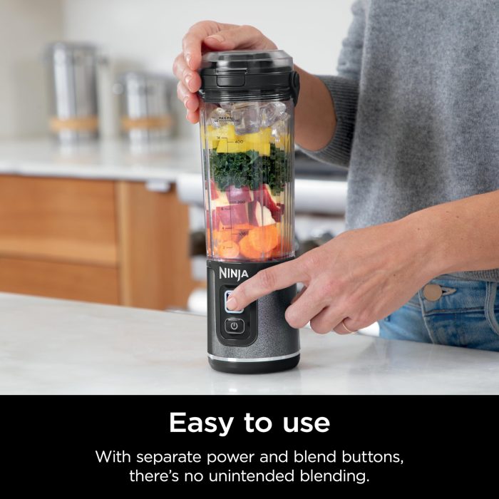 Ninja Blast Portable Blender, Cordless, 18oz. Vessel, Personal Blender for Shakes & Smoothies, BPA Free, Leakproof Lid & Sip Spout, USB-C Rechargeable,NAVY/SILVER, BC1555NV (Renewed) - Image 4
