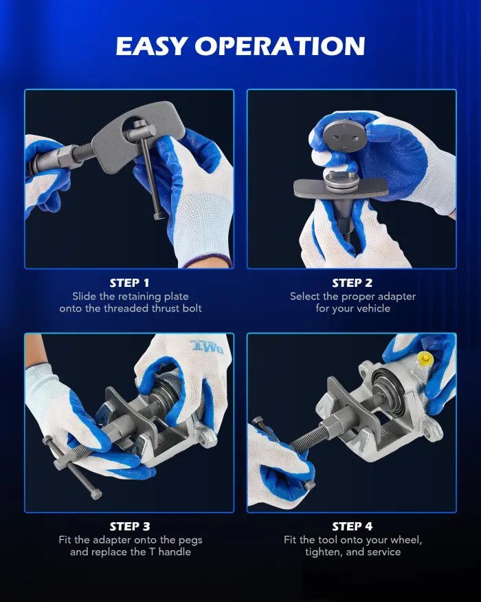 Orion Motor Tech 24pc Brake Caliper Compression Tool Set, Heavy Duty Brake Piston Compressor Tool and Wind Back Tool Kit for Brake Pad Replacement, Universal Disc Brake Caliper Tool Set with Blue Case - Image 2