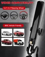 Tevlaphee Steering Wheel Lock Anti-Theft Car Device Heavy Duty Security Car Lock Antitheft Locking Devices Great Deterrent Adjustable Car Wheel Lock Anti Theft for Vehicle Truck with 3 Keys(Black) - Image 5