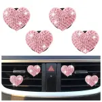 4PCS Heart-Shaped Car Vent Clips with Rhinestone,Bling Air Vent Clips Car Decorations,Premium Shiny Car Clips for Vents CCar Accessories Interior for Cars,Trucks,SUVs (Pink)