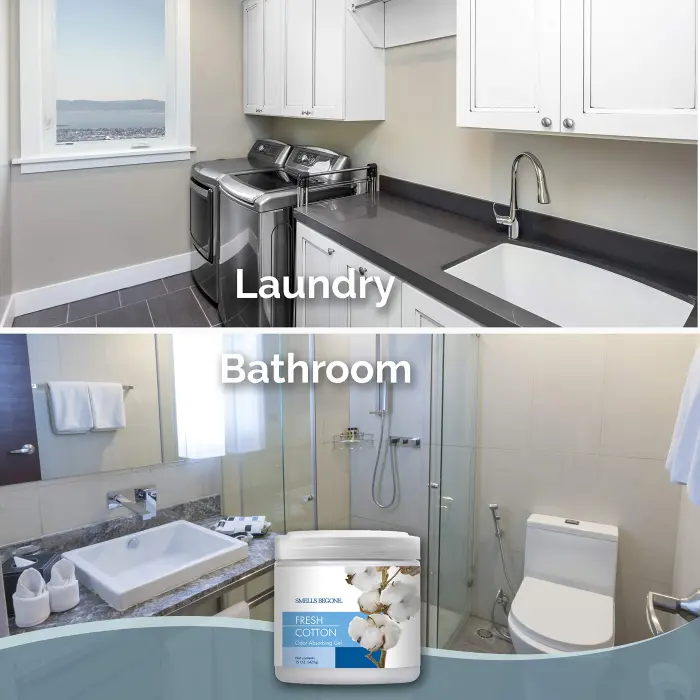 SMELLS BEGONE Air Freshener Odor Absorber Gel - 15 oz, Pack of 2 - Absorbs and Eliminates Odor in Pet Areas, Bathrooms, Cars, & Boats - Made with Essential Oils - Fresh Cotton Scent - Image 4