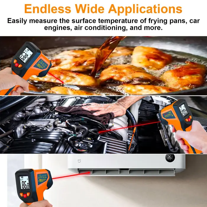 Upgrade 2023 Laser Infrared Thermometer Non-Contact Digital Temperature Gun, -58℉～1112℉(-50℃～600℃) IR Thermometer for Industrial, Kitchen Cooking, Automotive, HVAC (Not for Human Body Temp) - Image 3