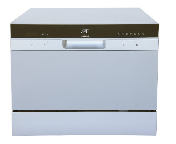 SPT SD-2224DS ENERGY STAR Compact Countertop Dishwasher with Delay Start - Portable Dishwasher with Stainless Steel Interior and 6 Place Settings Rack Silverware Basket, Silver - Image 1