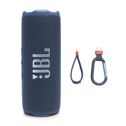 JBL Flip 7 - Portable Waterproof and Drop-Proof Speaker, Bold Pro Sound with AI Sound Boost, 16Hrs of Playtime, and PushLock System with Interchangeable Accessories (Blue) (Renewed)