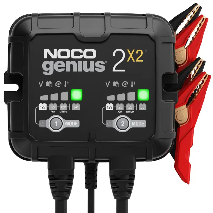 NOCO GENIUS2X2: 4A 2-Bank Smart Battery Charger (2A/Bank) - 6V/12V Automatic Maintainer, Trickle Charger & Desulfator with Overcharge Protection & Temperature Compensation – For Lead-Acid & Lithium - Image 1