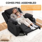 Korser Oversized Recliner Chair, 360° Swivel Recliner for Adults,Swivel Rocker Recliner Chair with Heat and Massage, Manual Recliner with Remote Control and Cup Rolders for Living Room, Faux Leather - Image 2