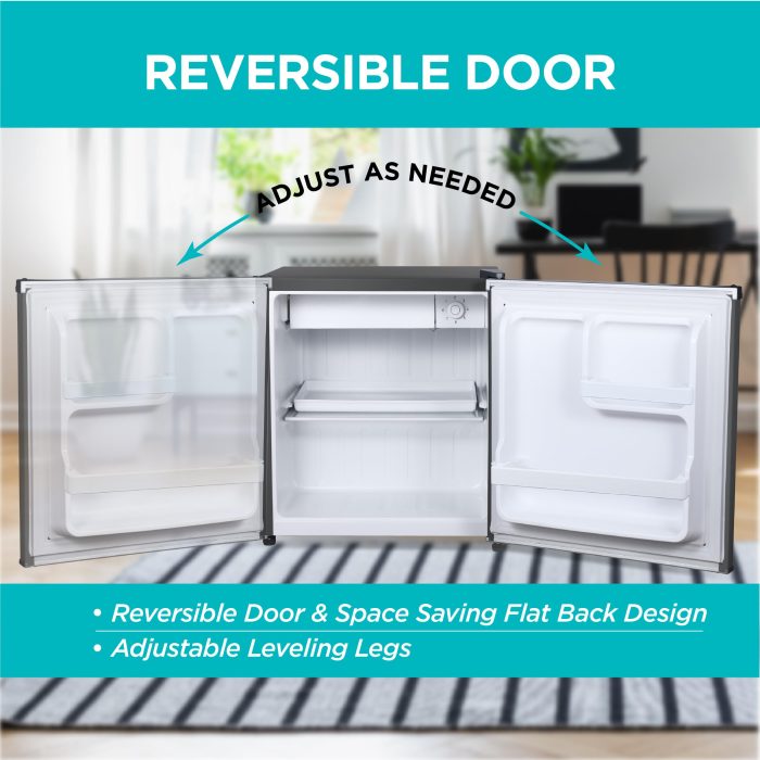 BLACK+DECKER 1.7 Cu. Ft. Compact Refrigerator, ENERGY STAR Certified, Single Door Mini Fridge with Chiller Compartment, Personal Fridge for Home or Dorm Room, R600a Refrigerant, BCRK17B, Black - Image 4