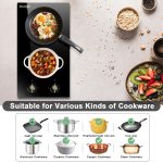 Cooksir 2 Burner Electric Cooktop 220V - Built-in 12 Inch Electric Stove Top 3000W, Ceramic Cook Top Radiant, 9 Power Heating Levels, Overheat Protection, Retro Knob, 220V - 240V Hard Wired (No Plug) - Image 6