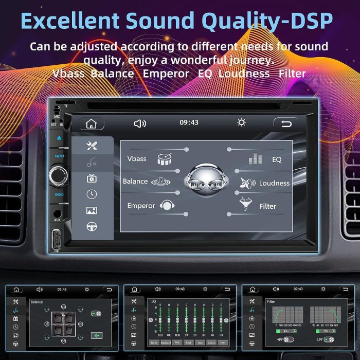 Double Din car Stereo with CD/DVD Player- CarPlay & Android Auto, Car Audio with Bluetooth, 7 Inch HD Touchscreen, Rear Camera, USB/TF/AUX, Subwoofer, AM/FM Radio Receiver - Image 3
