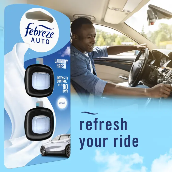 Febreze Car Air Freshener Vent Clip Laundry Fresh Scent, .07 oz. Car Vent Clip, Pack of 4 - Image 6