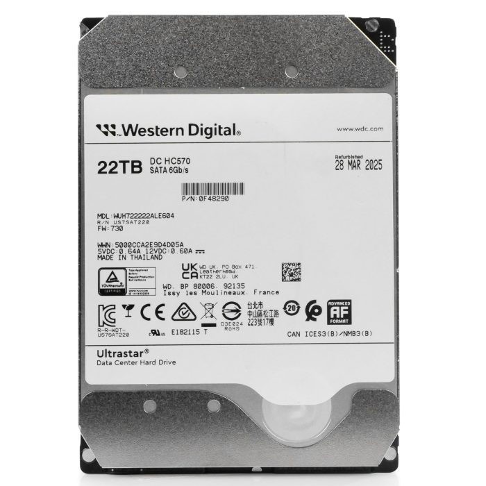 Western Digital Ultrastar DC HC570 WUH722222ALE604 0F48290 22TB 7.2K RPM SATA 6Gb/s 512e 3.5in Enterprise Hard Drive (Renewed) - Image 5