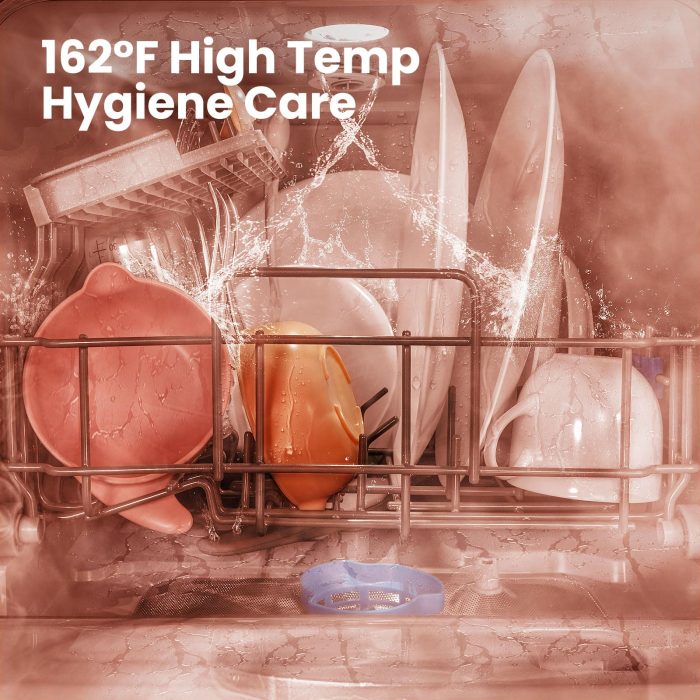 COMFEE' Portable Mini Dishwasher Countertop with 5L Built-in Water Tank for Apartments& RVs, No Hookup Needed, 6 Programs, 360° Dual Spray, 162℉ High-Temp& Air-Dry Function - Image 9