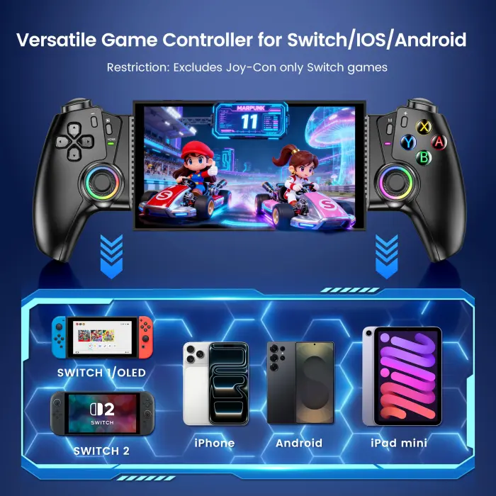 OKETY Switch 2 Controllers for Nintendo Switch 1/2/OLED/iPhone - Android, Switch 2 Pro Controller Replacement, One-Piece Wireless Switch Handheld Joypad with Turbo/Programmable/Vibration - Image 9