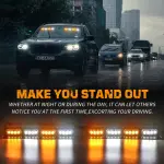 XRIDONSEN Emergency Dash Strobe Lights Safety Flashing Warning Hazard Interior Front/Rear Windshield Deck Split Light Bar w/Suction Cups for Construction Vehicles Trucks (2x14 inch, Amber White) - Image 6