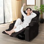 LEVELEVE Rocking Recliner Chair, Massage Rocker Recliner Chair with Vibration Massage and Heat, USB and Type-C Ports,360° Swivel Faux Leather Chairs, Living Room, Bedroom, Nursery, RV, Brown - Image 7