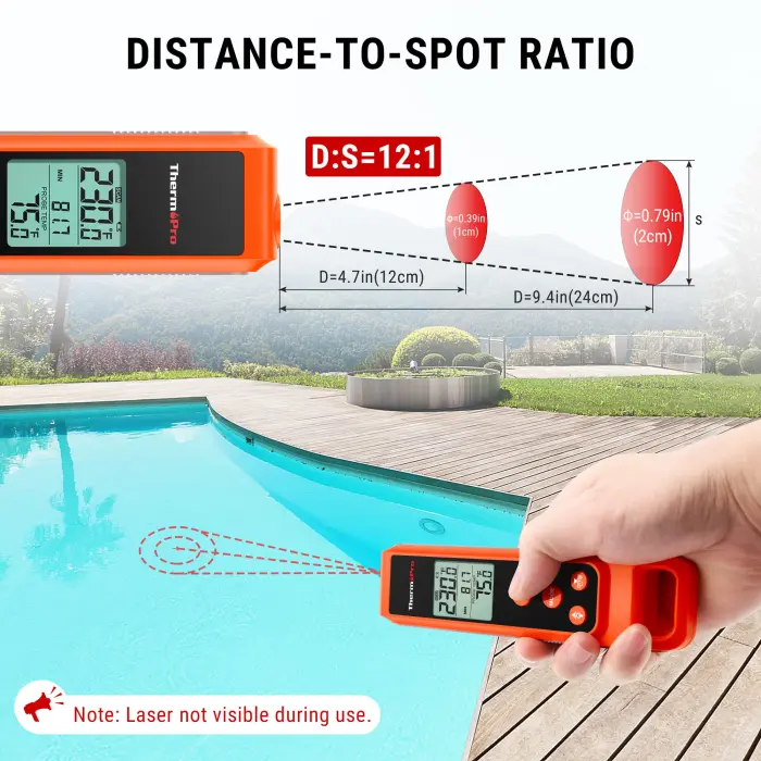 ThermoPro TP420 2-in-1 Instant Read Thermometer for Cooking, Infrared Thermometer Cooking Thermometer with Meat Probe, Non-Contact Laser Meat Thermometer for Griddle Grill Pizza Oven HVAC Pool - Image 3