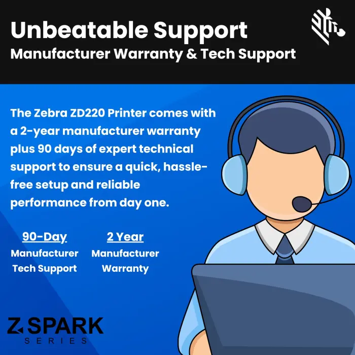 Zebra ZD220 Thermal Desktop Printer 4"| 203 DPI | No Ink Required | USB Connectivity | 2 Year Warranty | Direct Thermal | Z-Spark Series - Image 8