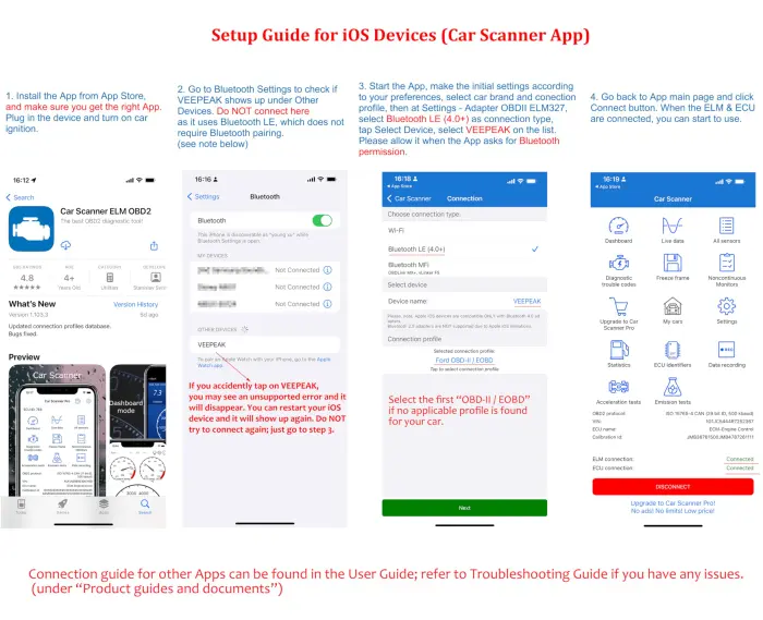 Veepeak OBDCheck BLE Bluetooth OBD II Scanner for iOS & Android, Car Wireless Check Engine Light Code Reader Diagnostic Tool - Image 4