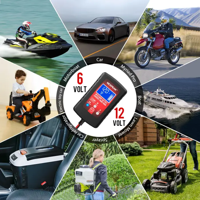 2-Pack Smart Fully Automatic 6V 12V Battery Charger Maintainer for Car, Marine, Motorcycle, Lawn Mower - Image 4