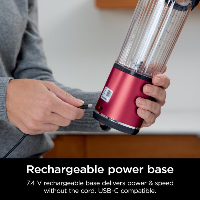 Ninja Blast Portable Blender & Accessories, Cordless, 18oz. Vessel, Personal Blender for Shakes & Smoothies, Leakproof Lid & Sip Spout, USB-C Cord, Dishwasher Safe Parts, BPA Free, Red, CL155ARD (Renewed) - Image 5