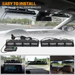 XRIDONSEN Emergency Dash Strobe Lights Safety Flashing Warning Hazard Interior Front/Rear Windshield Deck Split Light Bar w/Suction Cups for Construction Vehicles Trucks (2x14 inch, Amber White) - Image 4