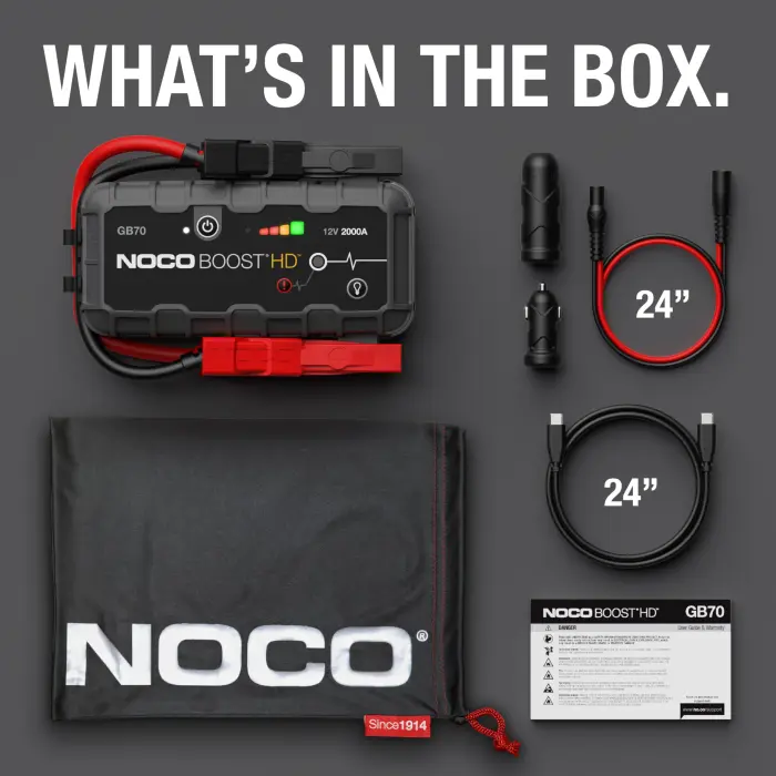 NOCO Boost GB70: 2000A UltraSafe Jump Starter – 12V Lithium Battery Booster Pack, Portable Jump Box, Power Bank & Jumper Cables - for 8.0L Gas and 6.0L Diesel Engines - Image 3