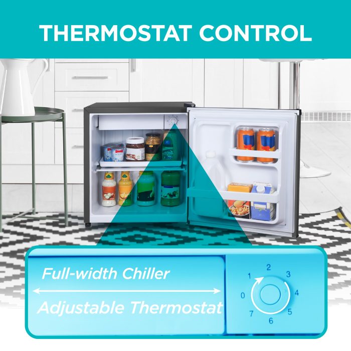 BLACK+DECKER 1.7 Cu. Ft. Compact Refrigerator, ENERGY STAR Certified, Single Door Mini Fridge with Chiller Compartment, Personal Fridge for Home or Dorm Room, R600a Refrigerant, BCRK17B, Black - Image 6