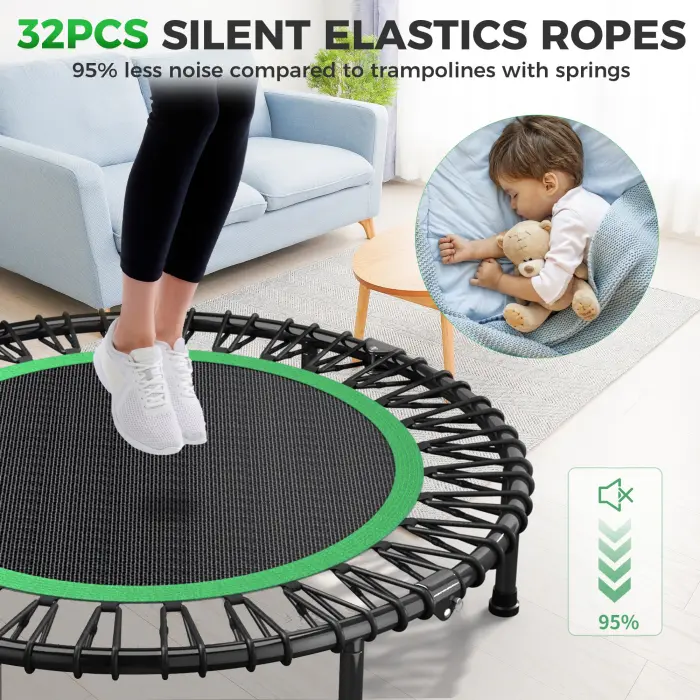 Wonlink 40" Rebounder Trampoline for Adults with Bungee Cords Portable Fitness Exercise Mini Trampoline, Small Rebounder Indoor/Outdoor, Silent Workout Equipment Max Load 450lbs - Image 8