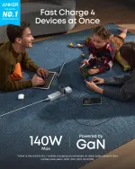 Anker Laptop Charger, 140W MAX 4-Port GaN USB C Charger, Fast Charging Power Adapter, Intuitive Touch Controls, for MacBook, iPhone 17/16 Series, iPad, Pixel, and More (Non-Battery) - Image 6