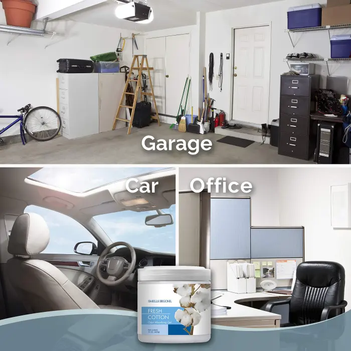 SMELLS BEGONE Air Freshener Odor Absorber Gel - 15 oz, Pack of 2 - Absorbs and Eliminates Odor in Pet Areas, Bathrooms, Cars, & Boats - Made with Essential Oils - Fresh Cotton Scent - Image 2