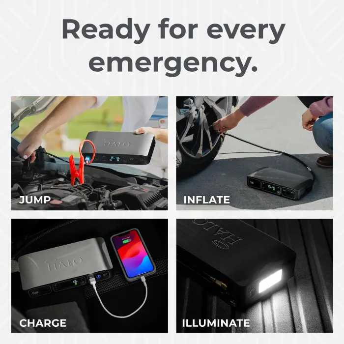 HALO Bolt Air 58830 Portable Car Battery Jump Starter | 100 PSI Air Compressor, 58.8Wh USB Power Bank, Emergency Floodlight & Charger, Jumps Cars SUVs & Trucks, Inflates Tires, TSA Approved — Gray - Image 6