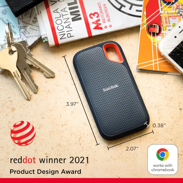 SanDisk 1TB Extreme Portable SSD - Up to 1050MB/s, USB-C, USB 3.2 Gen 2, IP65 Water and Dust Resistance, Updated Firmware - External Solid State Drive - SDSSDE61-1T00-G25 - Image 7