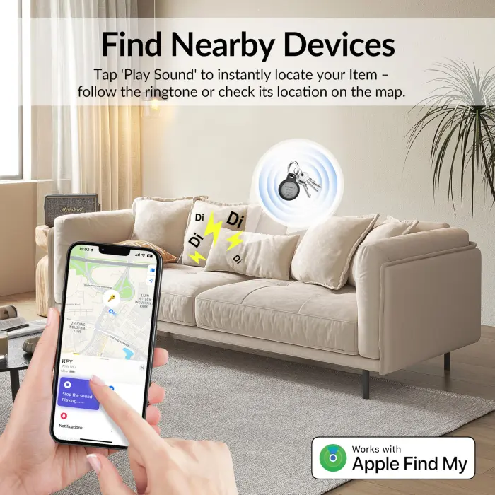 Air Tracker Tag (4 Pack) - Apple MFi Certified & IP67 Waterproof | Works with Apple Find My Network (iOS) to Track Keys, Wallet, Luggage & More - Image 3