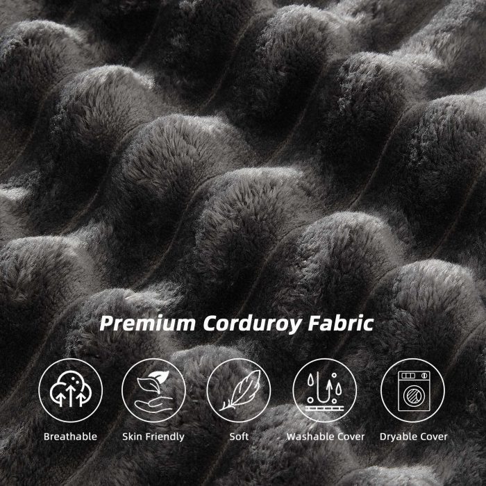 Cloud Couch 139" U-Shaped Sectional Sofa, Oversized 7-Seater Modular Couch with Corduroy Upholstery, Deep Seats, High Backrest & Pocket Spring Cushions for Living Room, Right Facing Chaise, Grey - Image 4