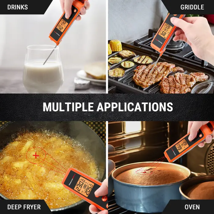 ThermoPro TP420 2-in-1 Instant Read Thermometer for Cooking, Infrared Thermometer Cooking Thermometer with Meat Probe, Non-Contact Laser Meat Thermometer for Griddle Grill Pizza Oven HVAC Pool - Image 4