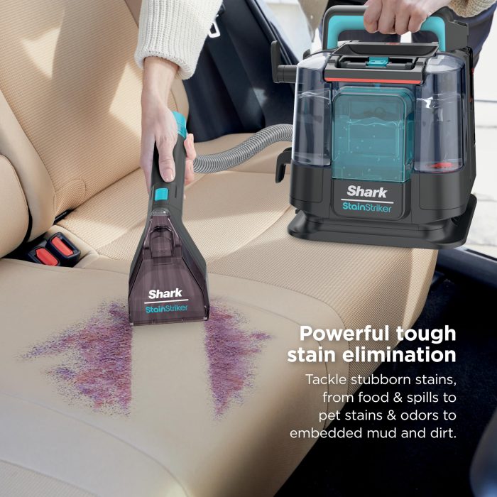 Shark StainStriker Portable Carpet & Upholstery Cleaner w/on board self cleaning - Spot, Stain, & Odor Eliminator, Includes 2 Cleaning Tools & 2 Cleaning Solutions, Charcoal, PX221BRN - Image 10