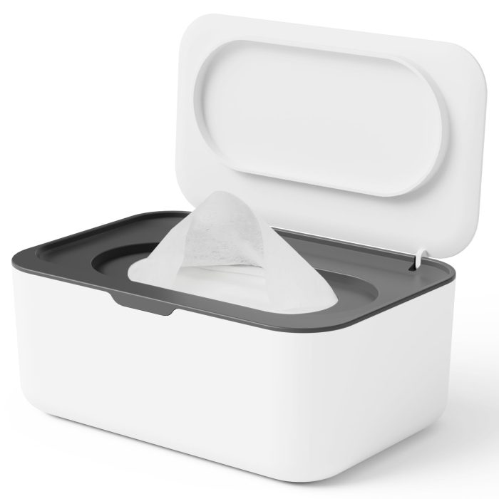 Wipes Dispenser, Wipe Holder for Baby & Adult, Seposeve Refillable Baby Wipe Container, Keeps Wipes Clean. Non-Slip, Easy Pull Wipes Pouch Case, Grey - Image 1