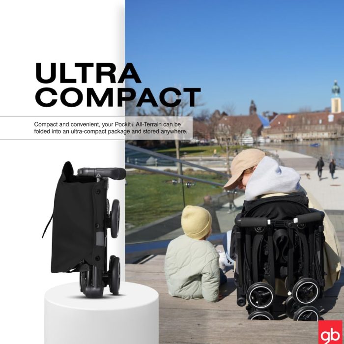 gb Pockit+ All-Terrain, Ultra Compact Lightweight Travel Stroller with Canopy and Reclining Seat in Velvet Black - Image 5