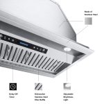 IKTCH 36 inch Built-in/Insert Range Hood 900 CFM, Ducted/Ductless Convertible Duct, Stainless Steel Kitchen Vent Hood with 2 Pcs Adjustable Lights and 3 Pcs Baffle Filters with Handlebar(IKB02-36'') - Image 4