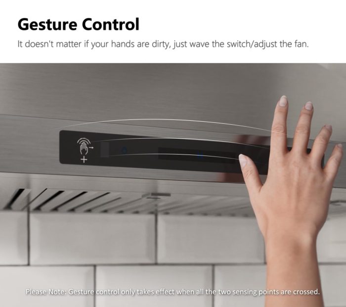 IKTCH 30-inch Wall Mount Range Hood 900 CFM Ducted/Ductless Convertible, Kitchen Chimney Vent Stainless Steel with Gesture Sensing & Touch Control Switch Panel, 2 Pcs Adjustable Lights(IKP02-30'') - Image 6