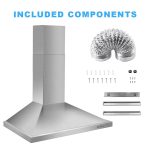 Tieasy Wall Mount Range Hood 30 inch with Ducted/Ductless Convertible Duct, Stainless Steel Chimney-Style Over Stove Vent Hood with LED Light, 3 Speed Exhaust Fan, 450 CFM - Image 4