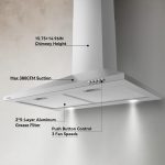 Hermitlux Range Hood 30 inch Stainless Steel, Wall Mount Vent Hood for Kitchen with Charcoal Filter, Ducted/Ductless Convertible - Image 6