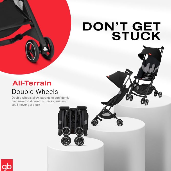 gb Pockit+ All-Terrain, Ultra Compact Lightweight Travel Stroller with Canopy and Reclining Seat in Velvet Black - Image 3