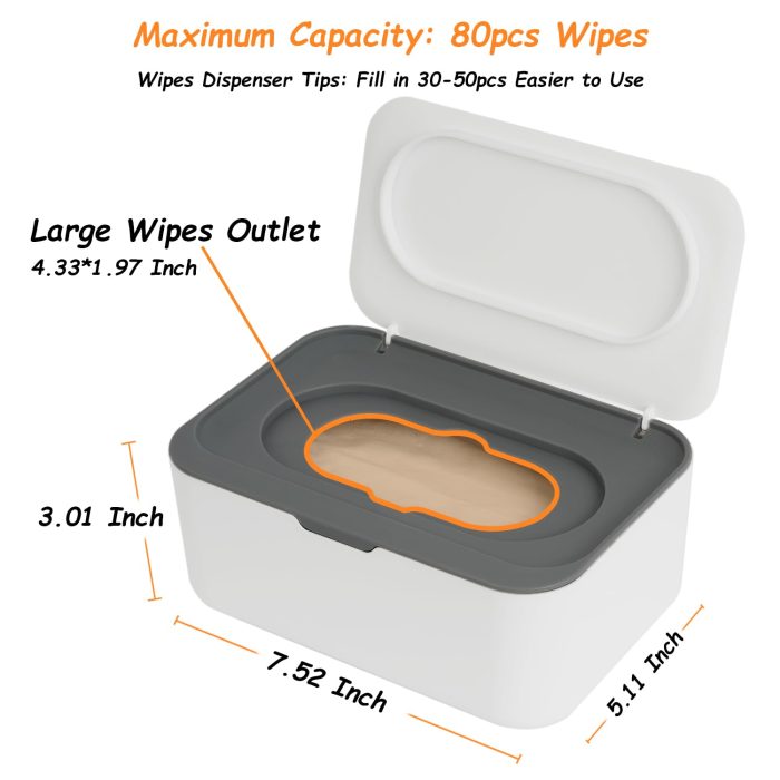 Wipes Dispenser, Wipe Holder for Baby & Adult, Seposeve Refillable Baby Wipe Container, Keeps Wipes Clean. Non-Slip, Easy Pull Wipes Pouch Case, Grey - Image 2