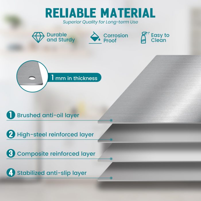 VENFAN 24" x 30" Stainless Steel Backsplash for Stove - Ultra Flat Metal Splatter Guard for Kitchen Wall, Stove Backsplash Panel with 4 Pre-Drilled Holes, Easy Install - Image 7