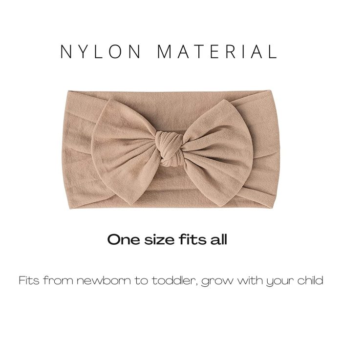 Prohouse 20PCS Baby Nylon Headbands Hairbands Hair Bow Elastics for Baby Girls Newborn Infant Toddlers Kids(Clay) - Image 7