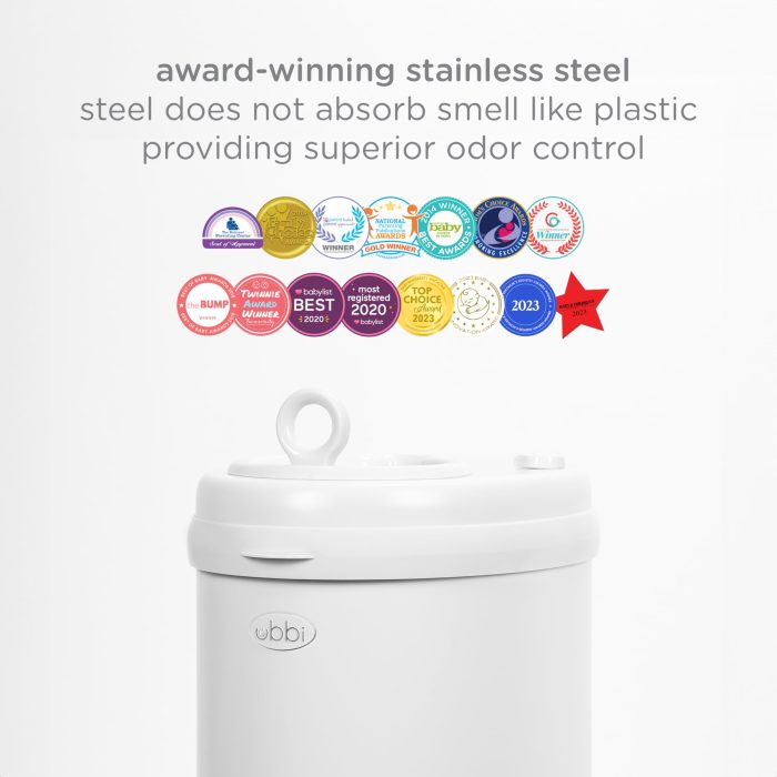 Ubbi Steel Diaper Pail, Odor Locking, No Special Bag Required, Award-Winning, Registry Must-Have, White - Image 10