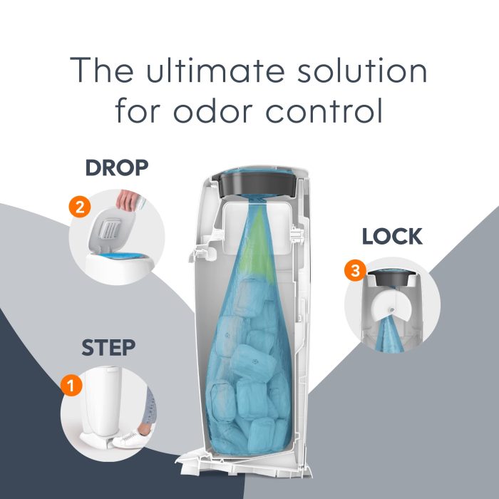 Playtex Diaper Genie Complete Pail with Built-In Odor Controlling Antimicrobial, Includes Pail & 1 Refill, White , 8.36 Pound - Image 8