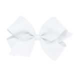Wee Ones Girls' Classic Grosgrain Hair Bows with Plain Wrap Center, No-Slip Hair Clip, Handmade, White, Medium