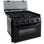 RecPro RV Suburban 3 Burner Propane Range with Oven & Air Fryer | 9000 BTU Front Burners | Piezo Ignition | Glass Cover | UL Listed | 12V DC/ 120V AC